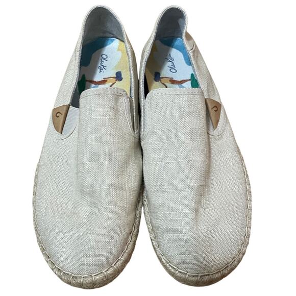 OLUKAI KAULA PAA KAPA SHOES Women's 8 Espadrille neutral cream linen canvas - Picture 2 of 7